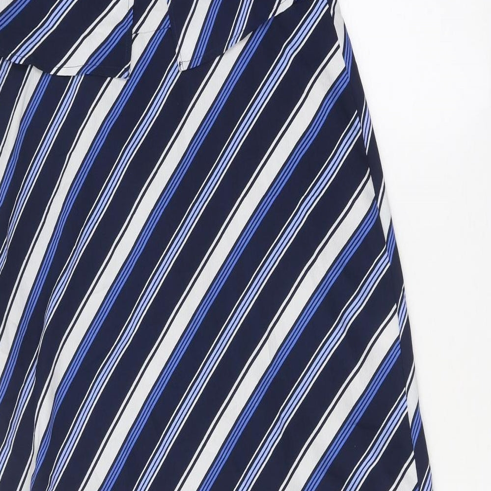 Marks and Spencer Womens Blue Striped Polyester Mermaid Size 12 Off the Shoulder Zip