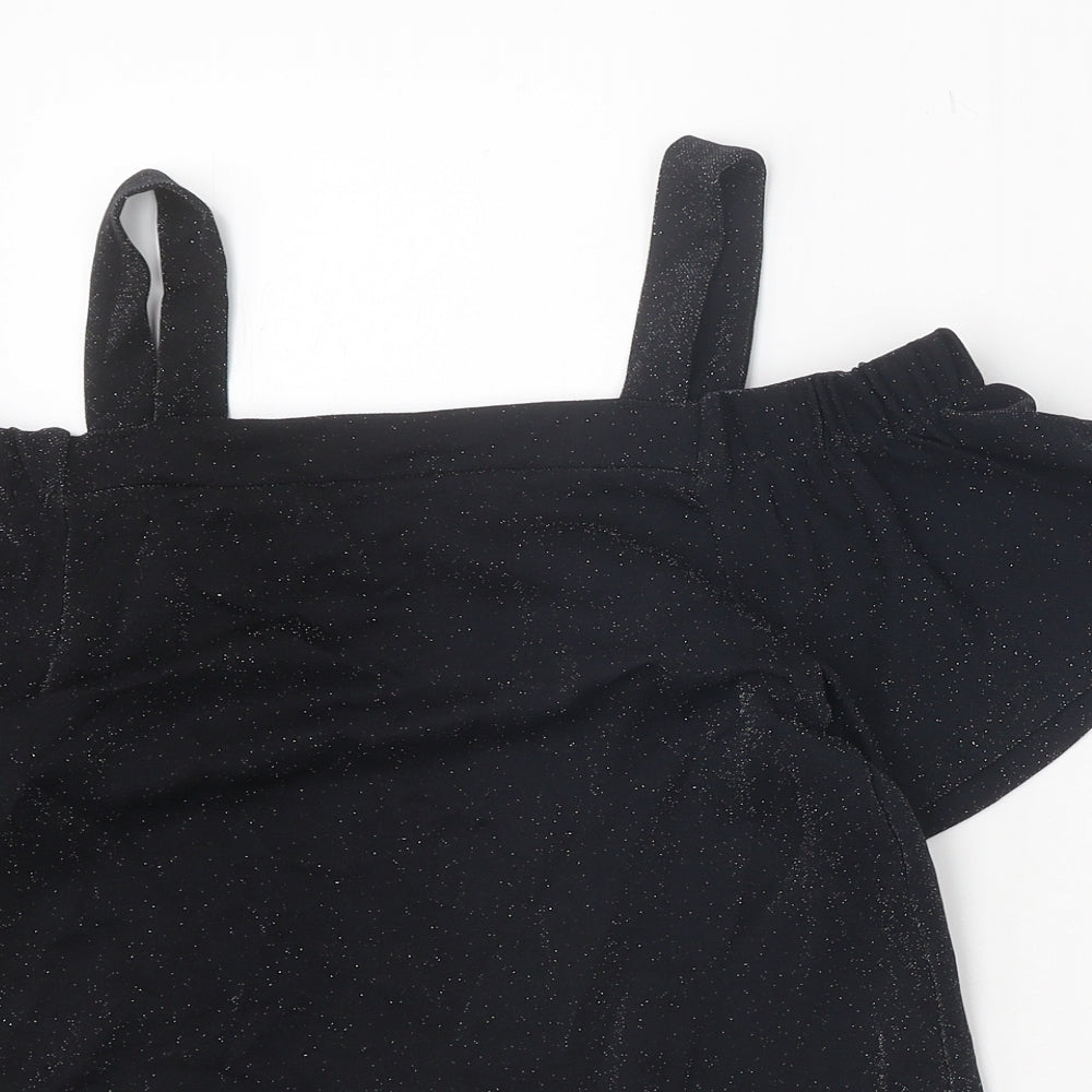 F&F Womens Black Polyamide Basic Tank Size 6 Off the Shoulder