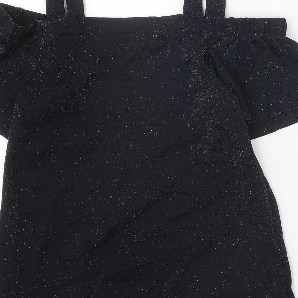 F&F Womens Black Polyamide Basic Tank Size 6 Off the Shoulder