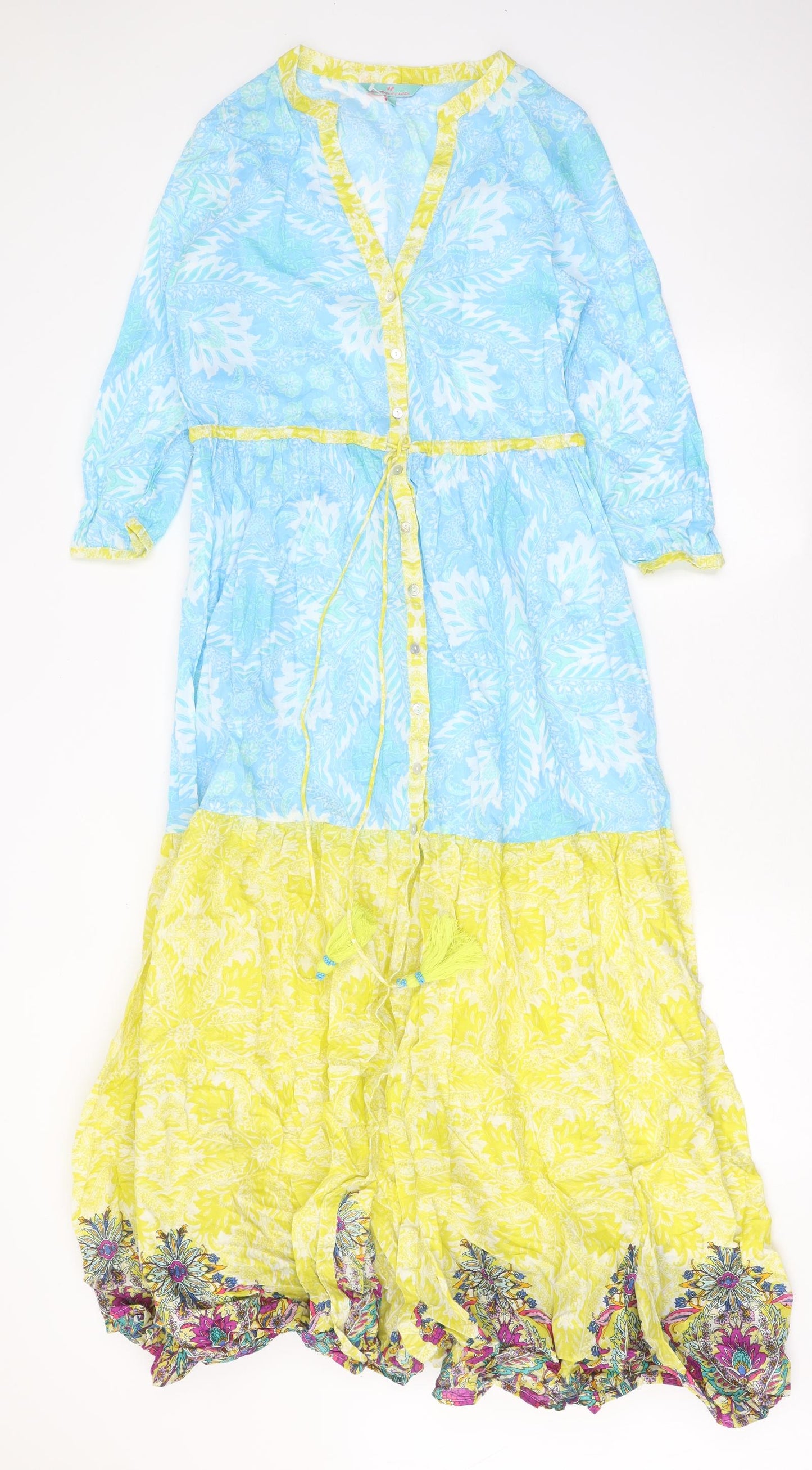 Matthew Williamson Womens Multicoloured Floral 100% Cotton Maxi Size S V-Neck Button