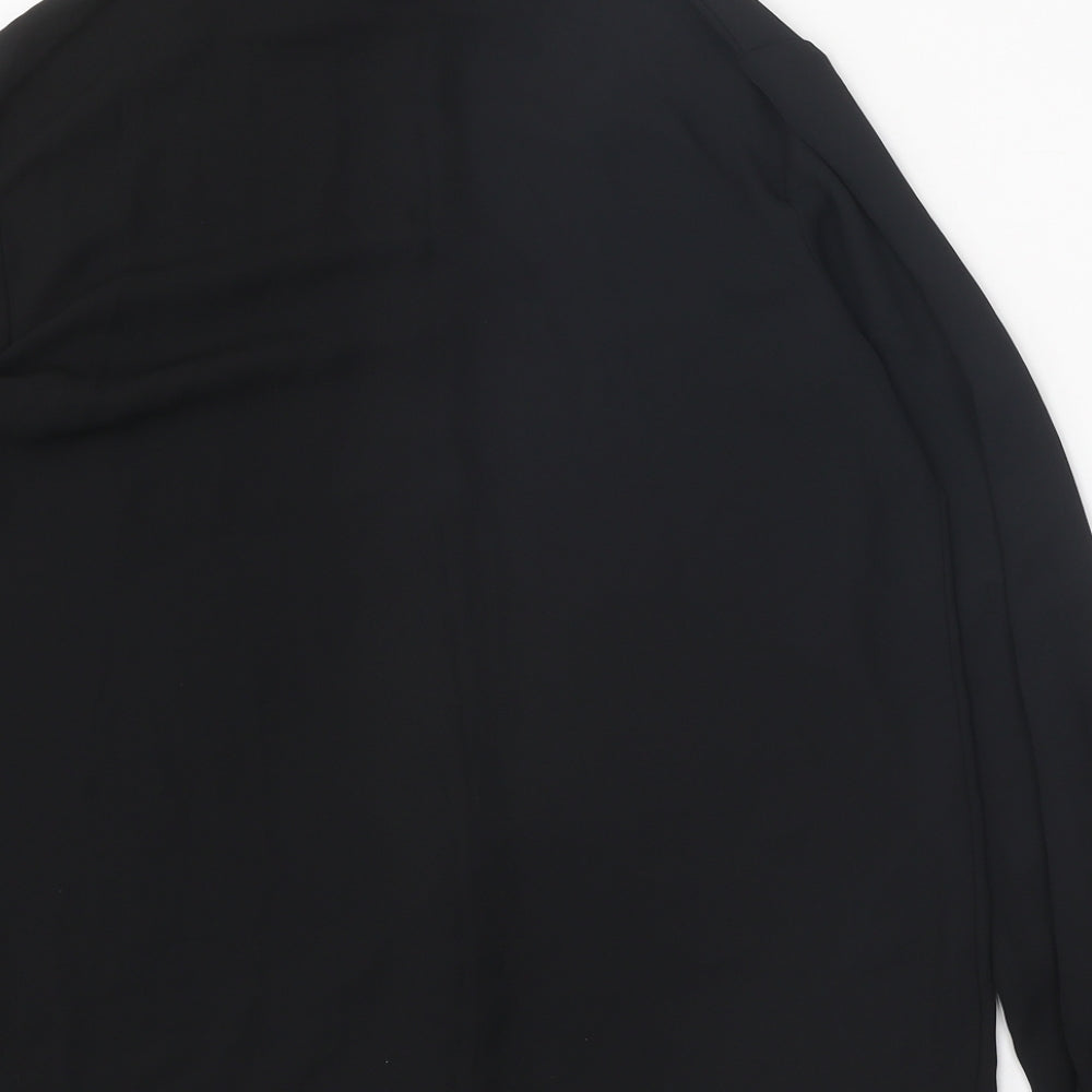 TU Womens Black Polyester Basic Button-Up Size 8 V-Neck