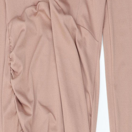 Missguided Womens Beige Polyester Bodycon Size 12 V-Neck Pullover