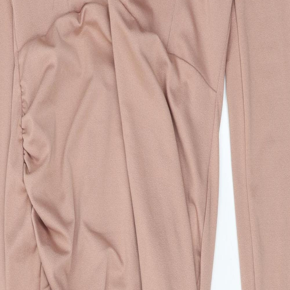 Missguided Womens Beige Polyester Bodycon Size 12 V-Neck Pullover