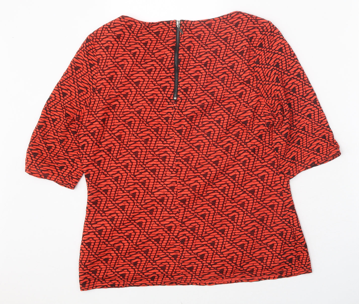 Principles Womens Red Geometric Viscose Basic T-Shirt Size 12 Round Neck