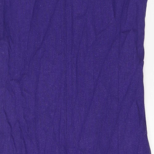 Autonomy Womens Purple Linen Pencil Dress Size 12 Boat Neck Zip