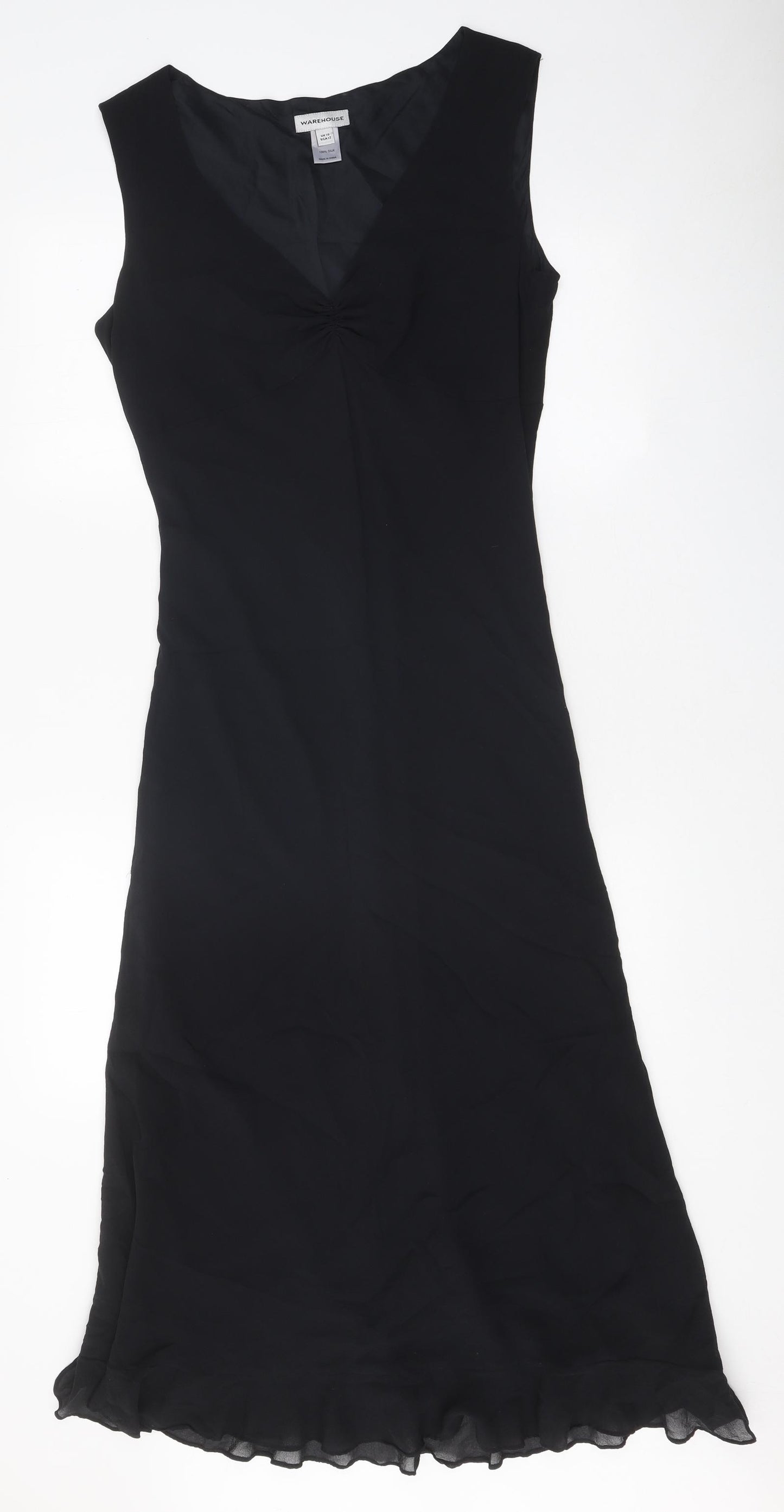 Warehouse Womens Black Silk A-Line Size 16 V-Neck Pullover