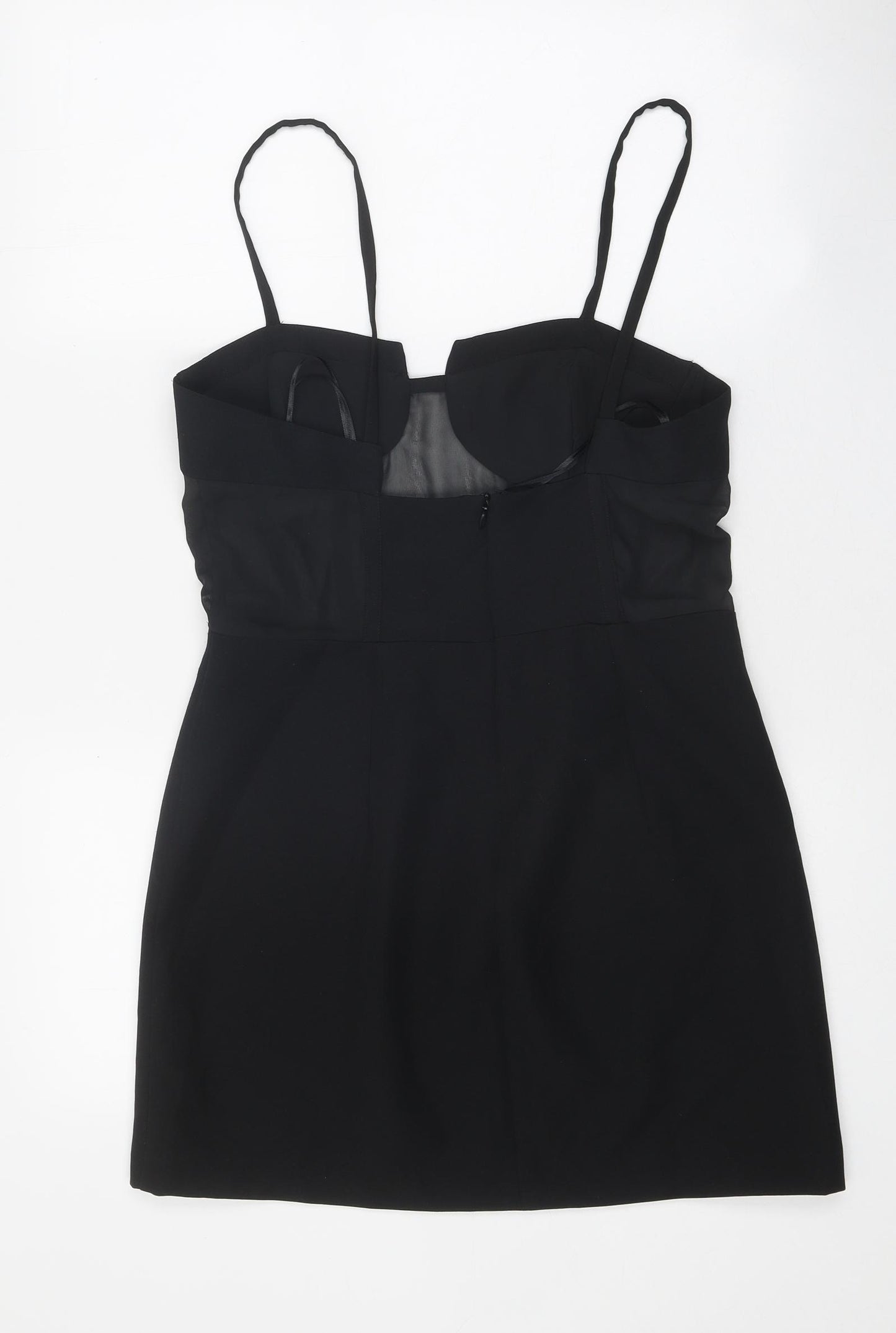 Zara Womens Black Polyester Mini Size M Off the Shoulder Zip