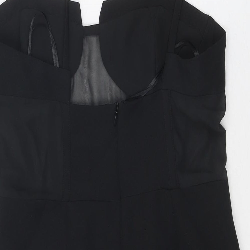 Zara Womens Black Polyester Mini Size M Off the Shoulder Zip