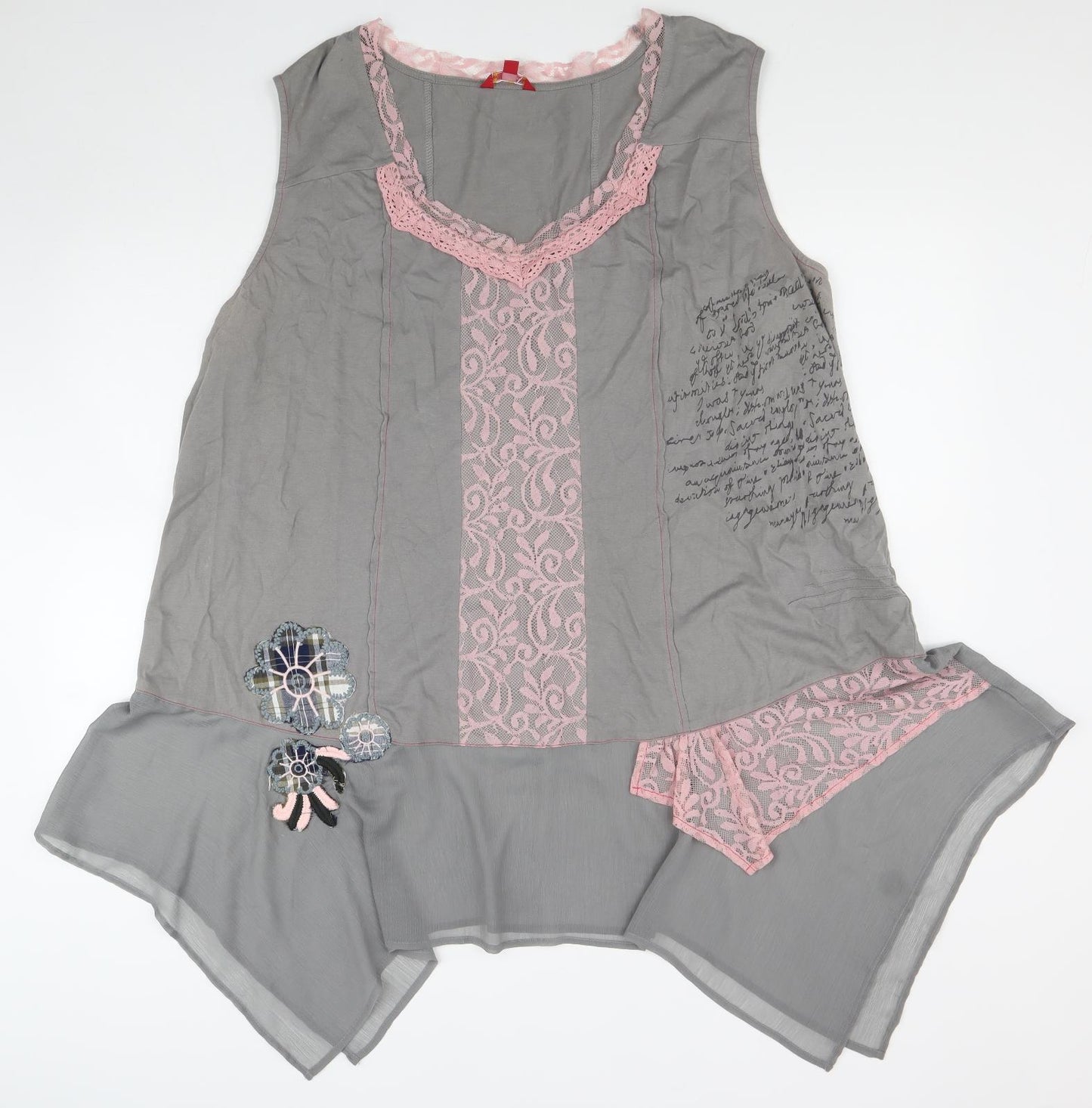 Joe Browns Womens Grey Cotton Shift Size 26 V-Neck Pullover
