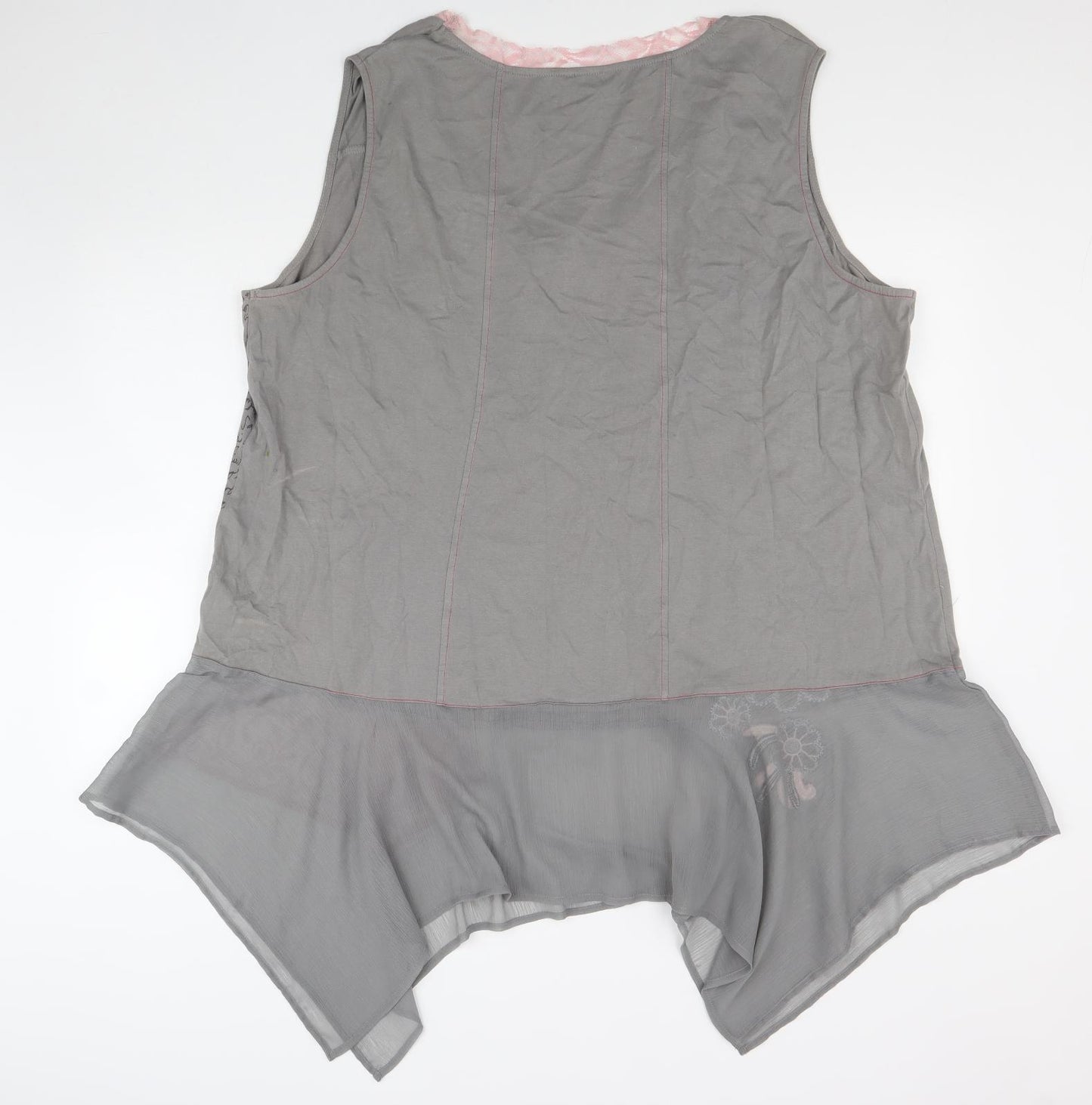 Joe Browns Womens Grey Cotton Shift Size 26 V-Neck Pullover