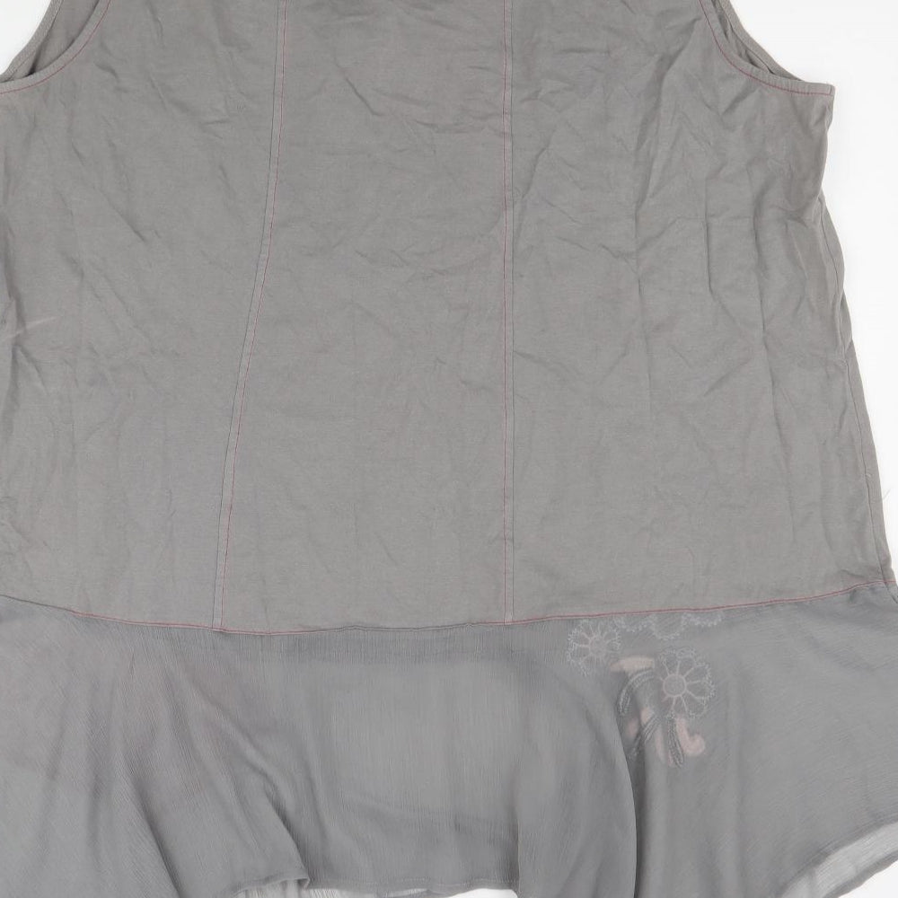 Joe Browns Womens Grey Cotton Shift Size 26 V-Neck Pullover