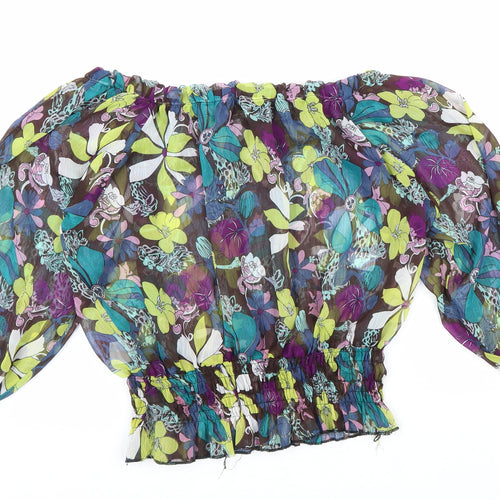 Zuppe Womens Multicoloured Geometric Polyester Basic Blouse Size 8 Off the Shoulder