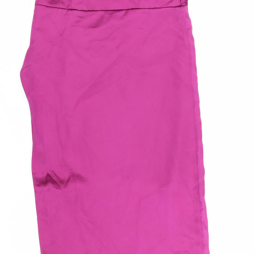 Zara Womens Purple Polyester Slip Dress Size S Square Neck Zip