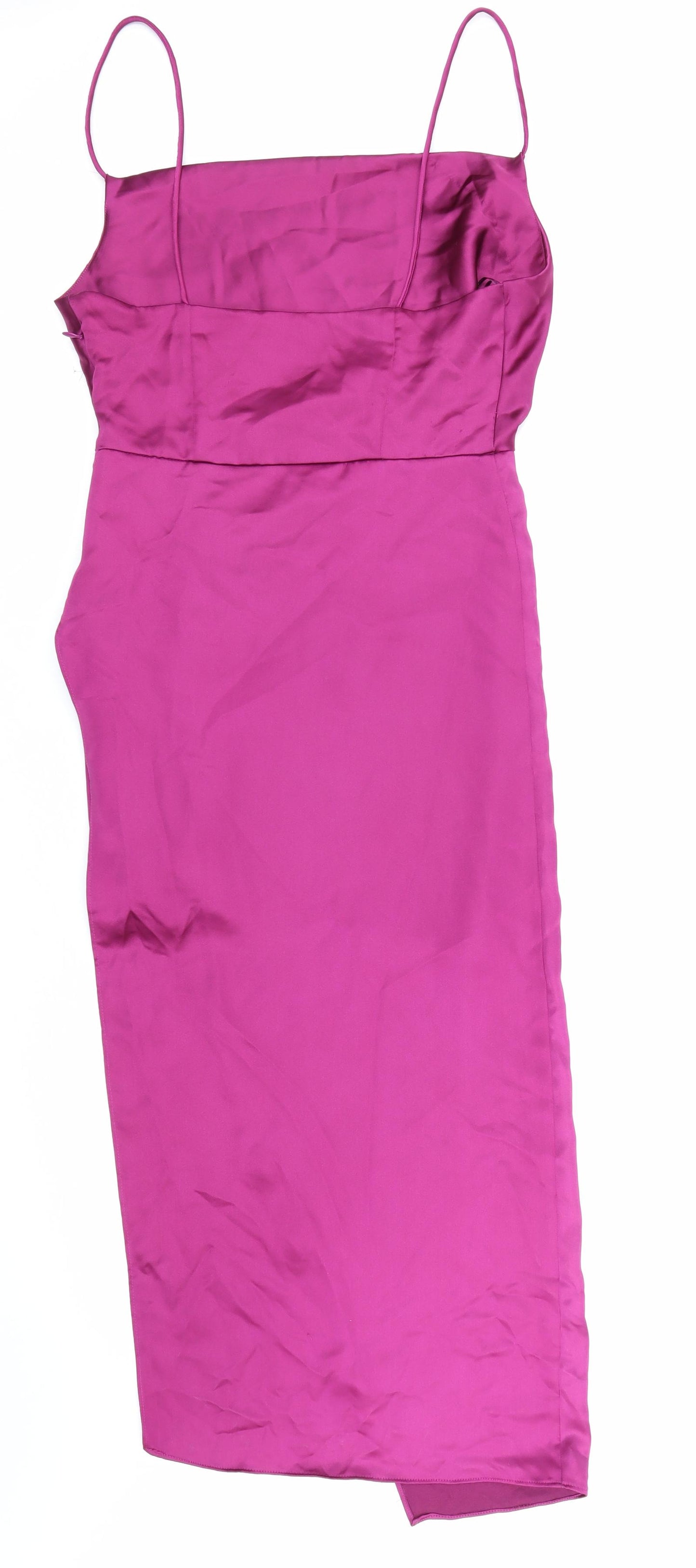 Zara Womens Purple Polyester Slip Dress Size S Square Neck Zip