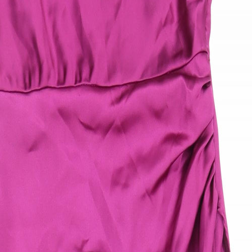 Zara Womens Purple Polyester Slip Dress Size S Square Neck Zip
