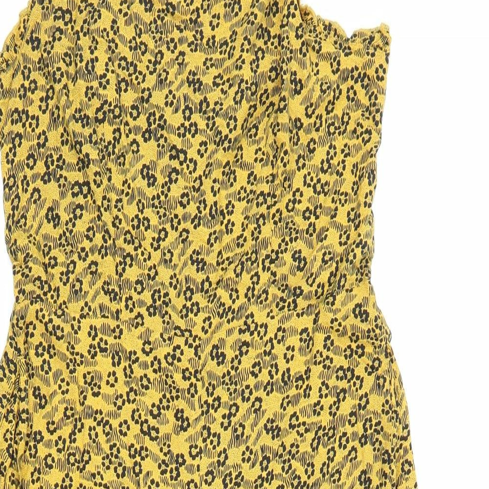 NEXT Womens Yellow Floral 100% Polyester Jumpsuit One-Piece Size 12 L19 in Pullover