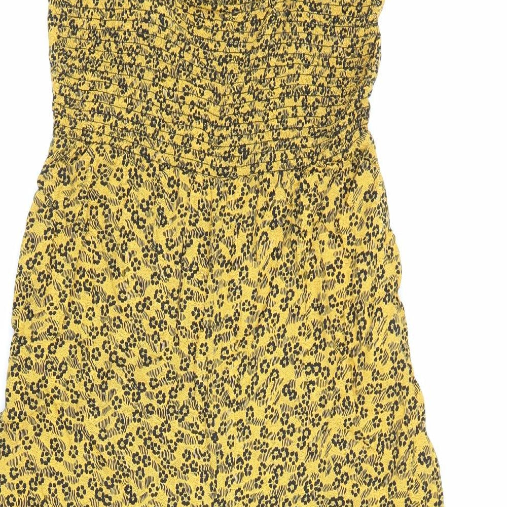 NEXT Womens Yellow Floral 100% Polyester Jumpsuit One-Piece Size 12 L19 in Pullover