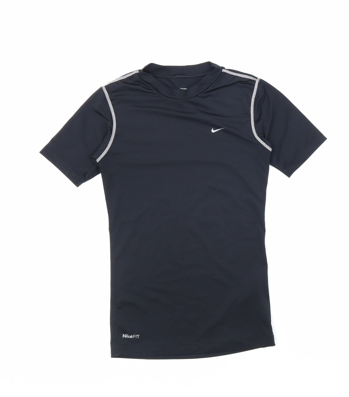 Nike Boys Black Polyester Basic T-Shirt Size 12-13 Years Round Neck Pullover