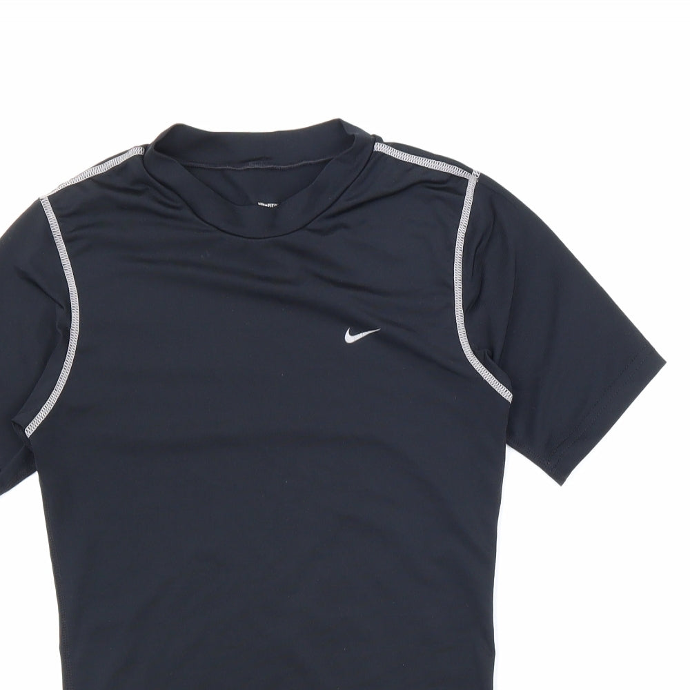 Nike Boys Black Polyester Basic T-Shirt Size 12-13 Years Round Neck Pullover