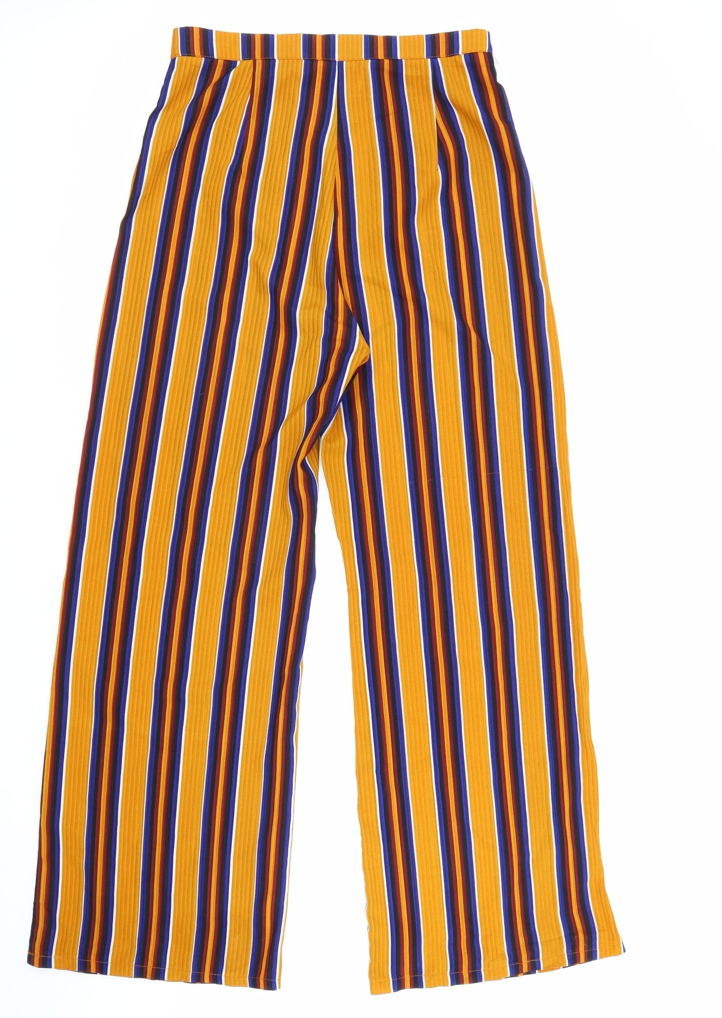PRETTYLITTLETHING Womens Multicoloured Striped Polyester Trousers Size 10 L31 in Regular Zip