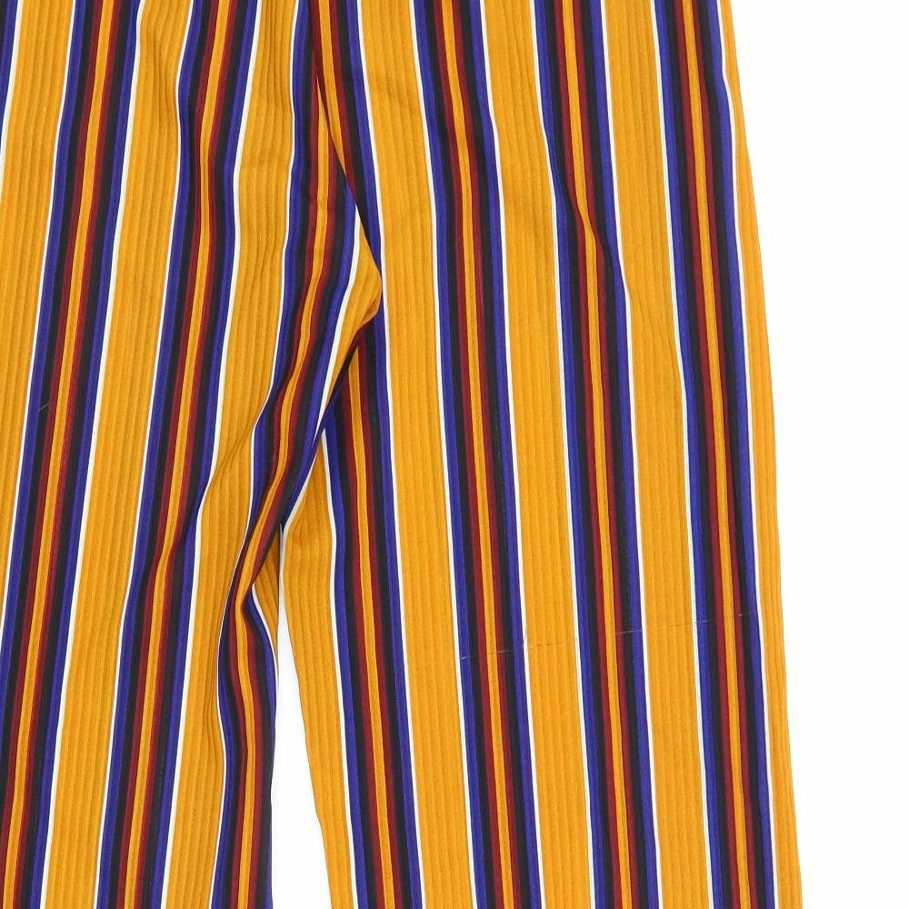 PRETTYLITTLETHING Womens Multicoloured Striped Polyester Trousers Size 10 L31 in Regular Zip