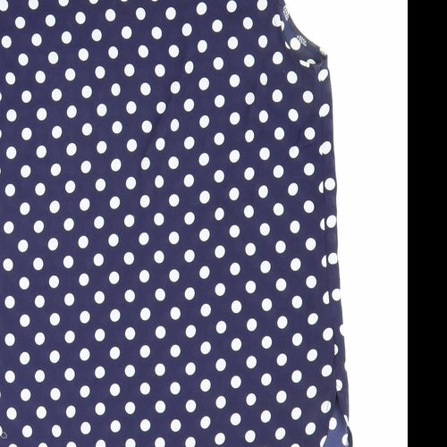Atmosphere Womens Blue Polka Dot Polyester Basic Blouse Size 12 V-Neck