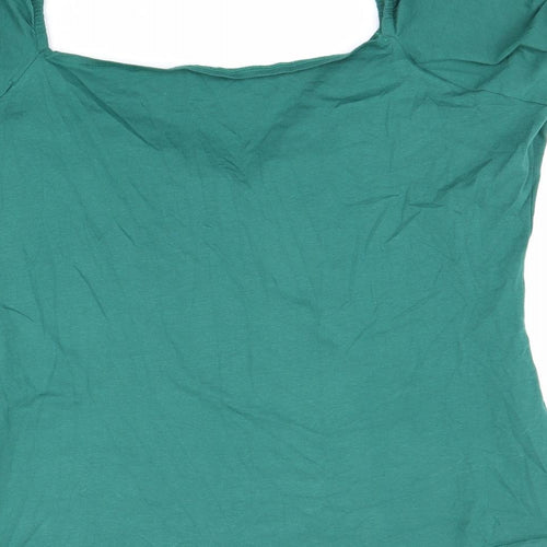Collection Womens Green Cotton Basic T-Shirt Size 4XL V-Neck