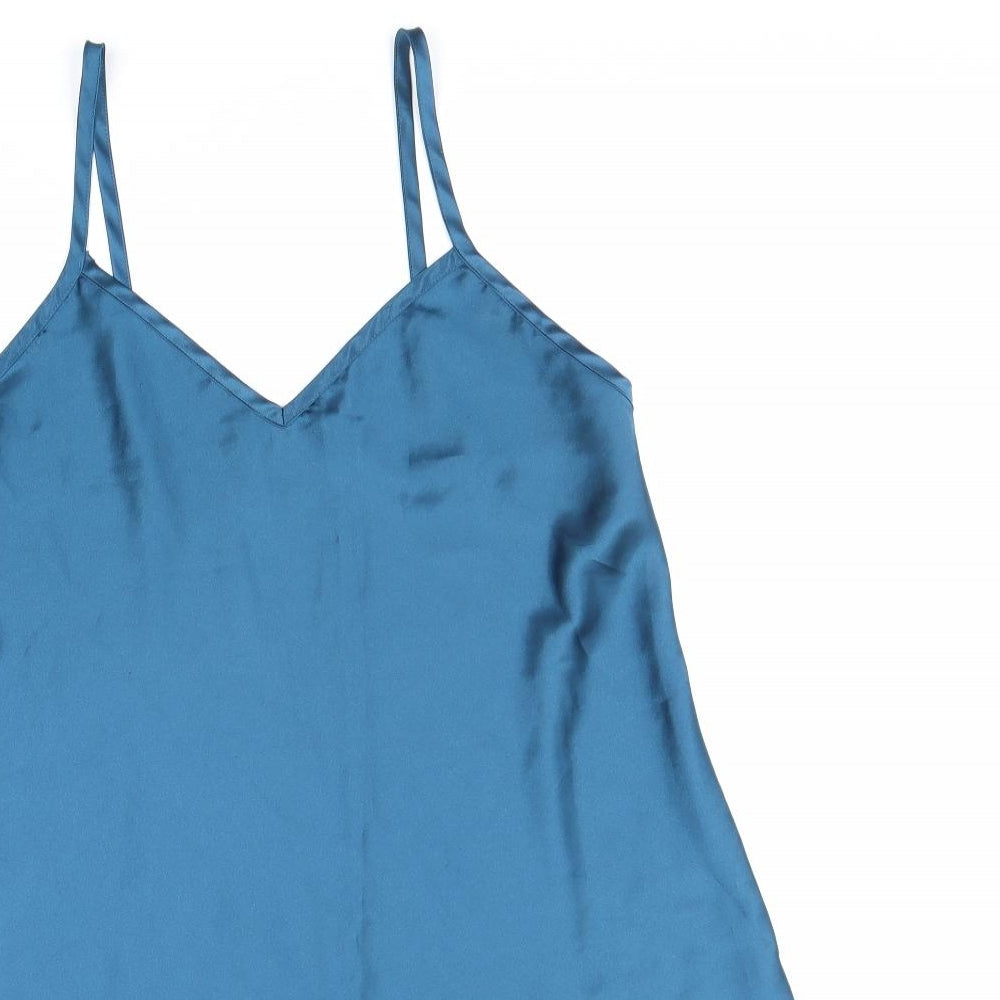 Marks and Spencer Womens Blue Polyester Slip Dress Size 12 V-Neck Pullover