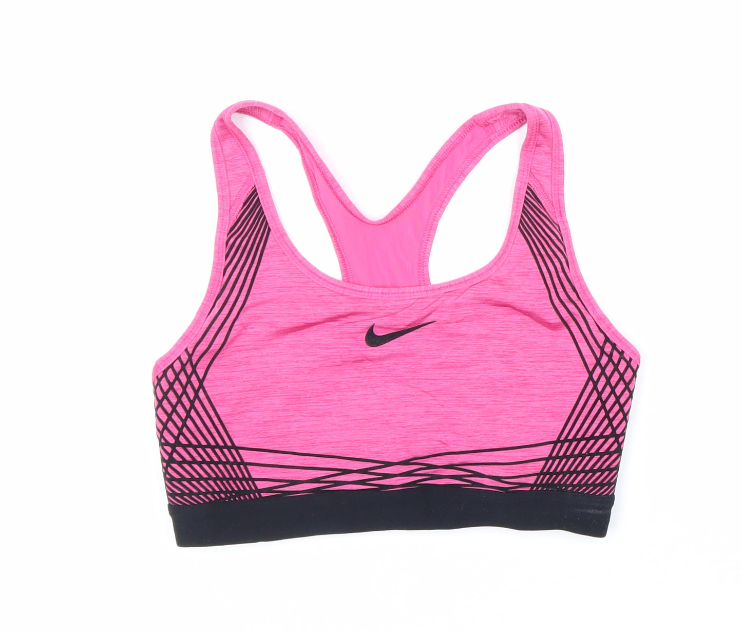 Nike Womens Pink Geometric Polyester Cropped Tank Size M Scoop Neck Pullover - Sports Bralette