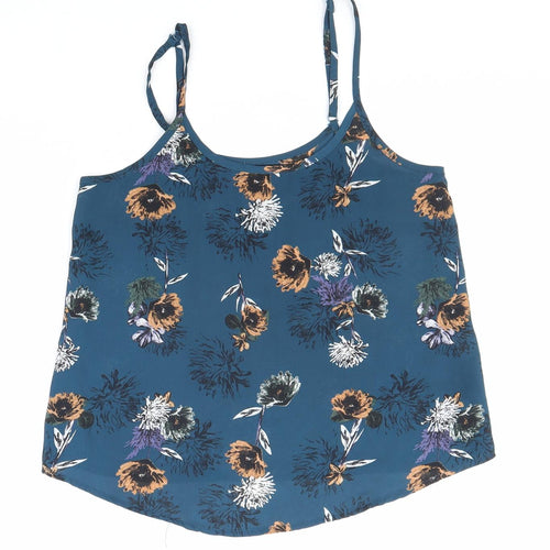 Cotton On Womens Blue Floral Polyester Camisole Tank Size 2XS Round Neck