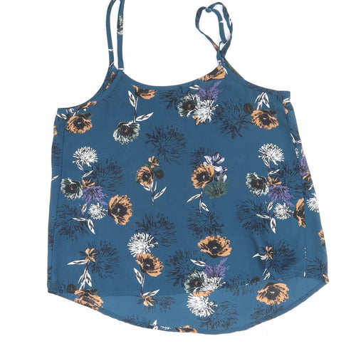 Cotton On Womens Blue Floral Polyester Camisole Tank Size 2XS Round Neck