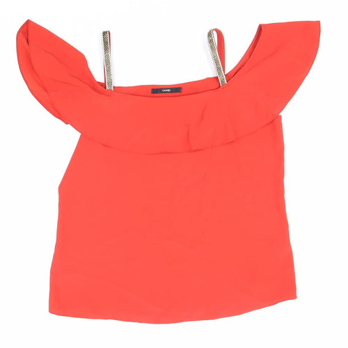 George Womens Red Polyester Basic Blouse Size 10 Off the Shoulder