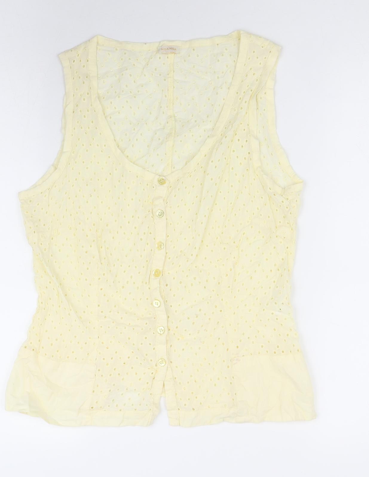 Noa Noa Womens Yellow 100% Cotton Basic Tank Size S Scoop Neck