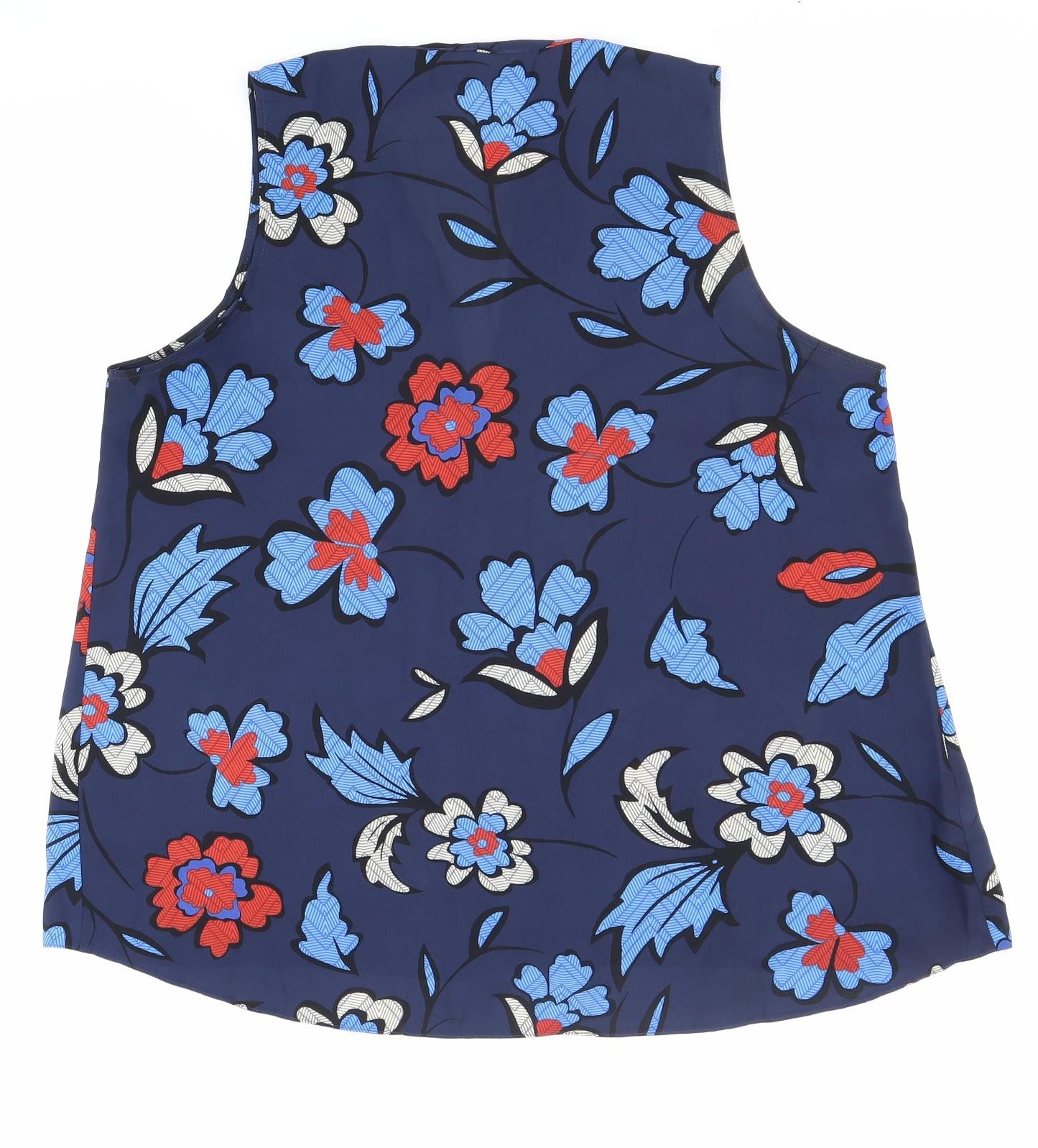 NEXT Womens Blue Floral Polyester Basic Blouse Size 18 V-Neck