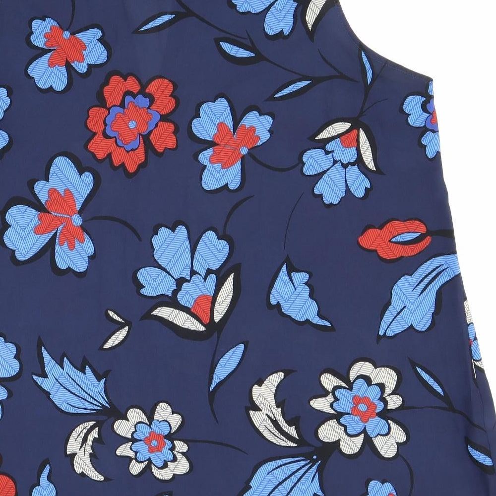 NEXT Womens Blue Floral Polyester Basic Blouse Size 18 V-Neck