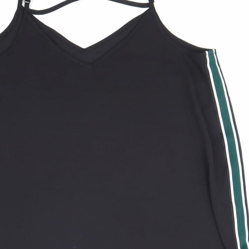 Primark Womens Black Polyester Camisole Tank Size 10 V-Neck - Cross Back Detail
