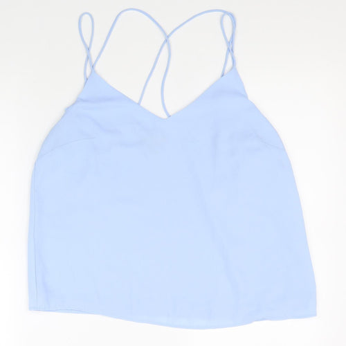 New Look Womens Blue Polyester Basic Tank Size 14 V-Neck