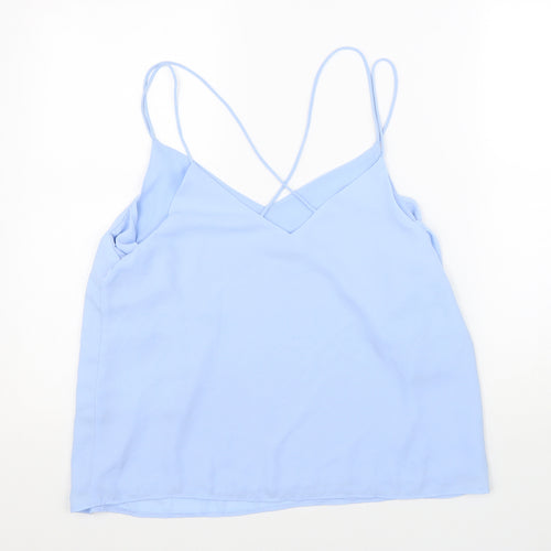 New Look Womens Blue Polyester Basic Tank Size 14 V-Neck