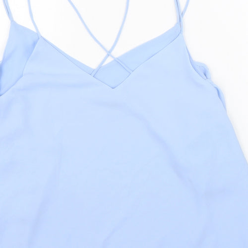 New Look Womens Blue Polyester Basic Tank Size 14 V-Neck