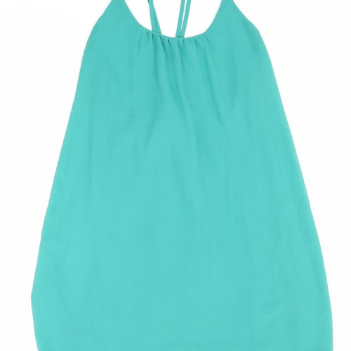 Moo Womens Green Polyester Basic Tank Size XL Scoop Neck
