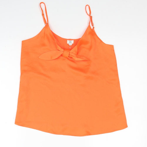 River Island Womens Orange Polyester Basic Tank Size 6 V-Neck