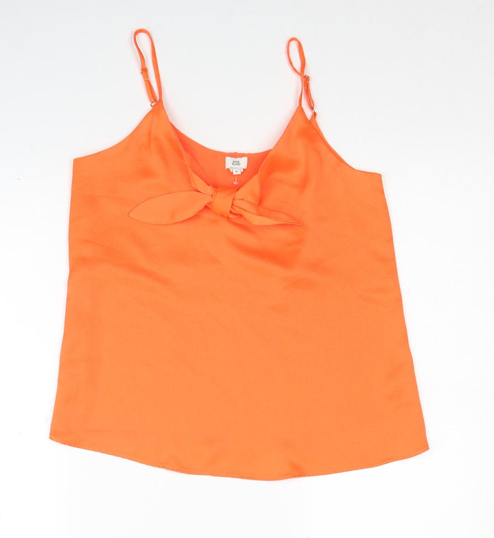 River Island Womens Orange Polyester Basic Tank Size 6 V-Neck