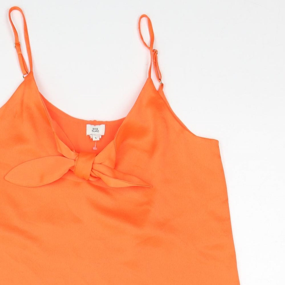 River Island Womens Orange Polyester Basic Tank Size 6 V-Neck