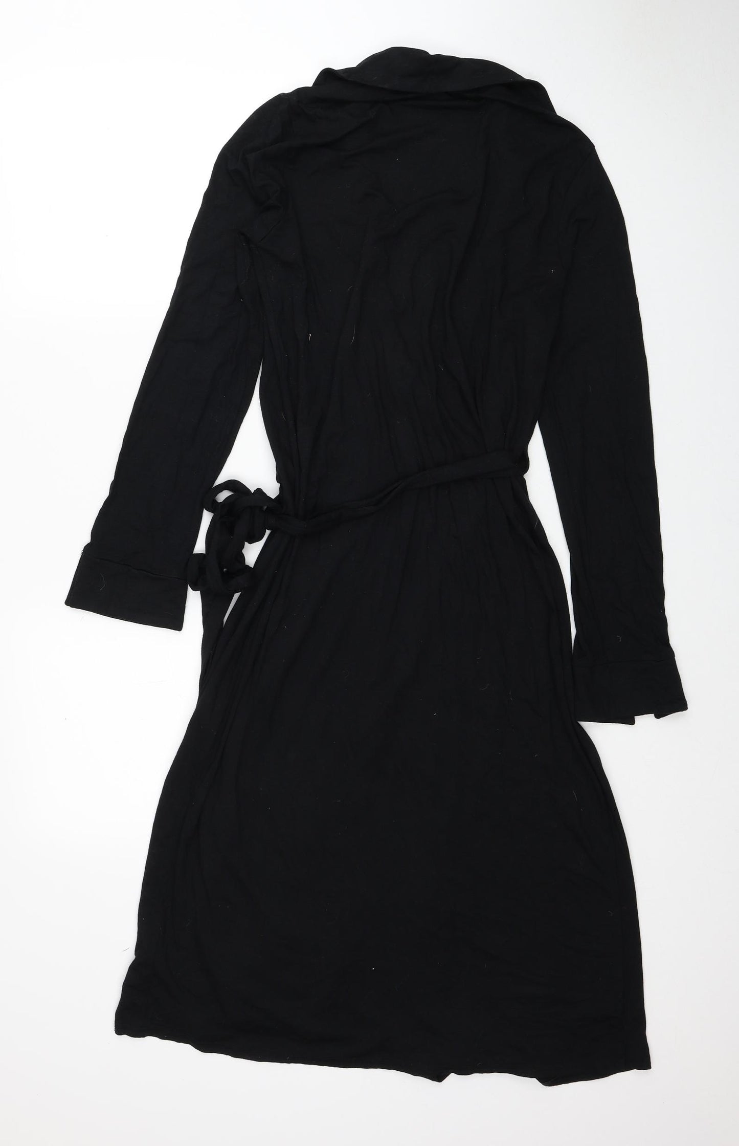 Boden Womens Black Viscose Wrap Dress Size 12 V-Neck Tie
