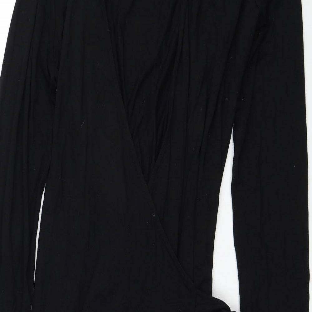 Boden Womens Black Viscose Wrap Dress Size 12 V-Neck Tie