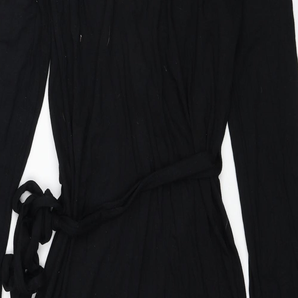 Boden Womens Black Viscose Wrap Dress Size 12 V-Neck Tie