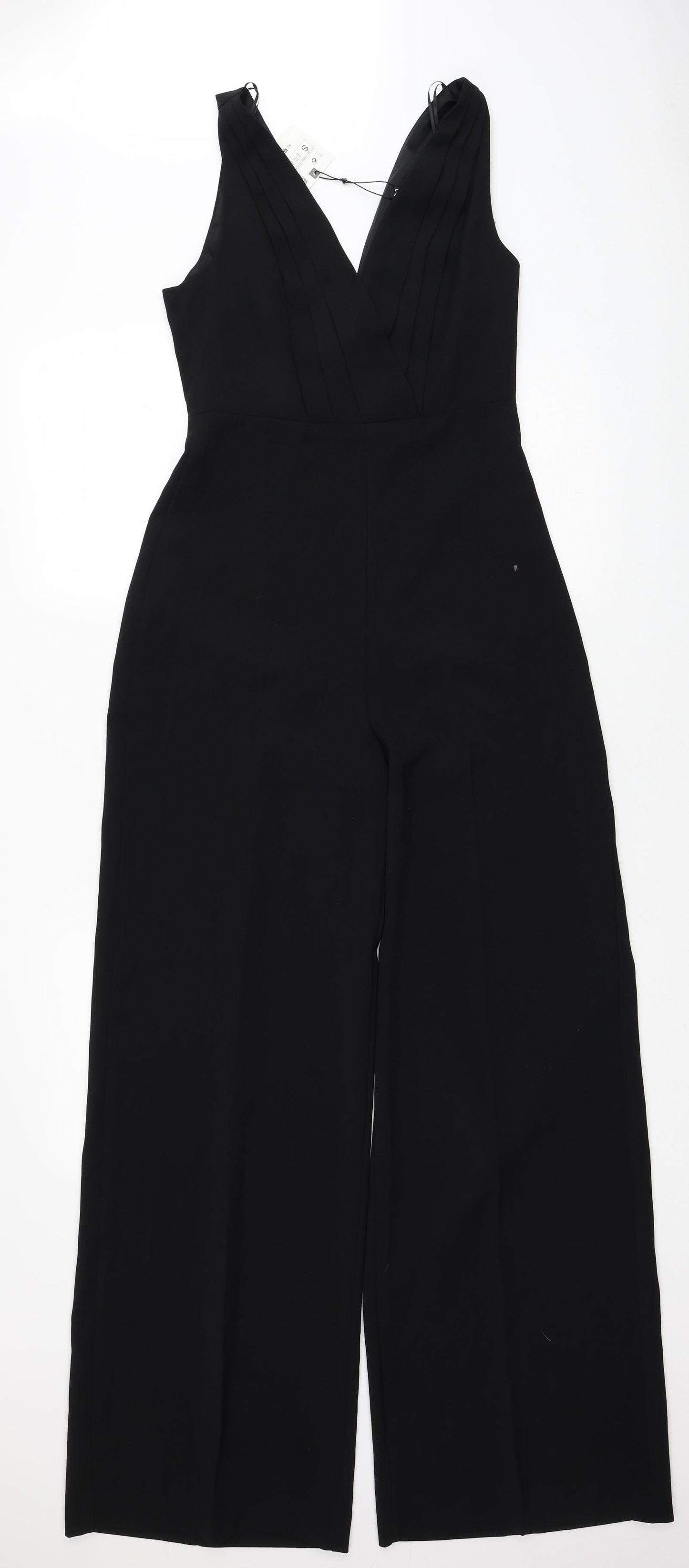 Zara Womens Black Polyester Jumpsuit One-Piece Size S Zip