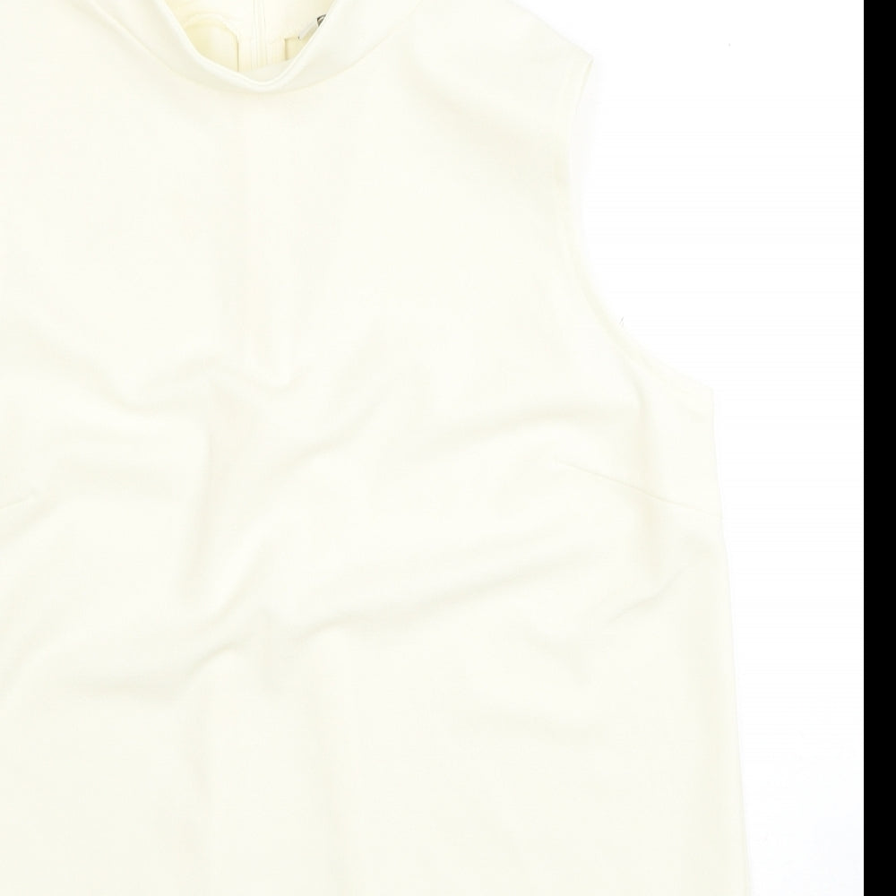 NEXT Womens Yellow Polyester Basic Tank Size 12 Mock Neck