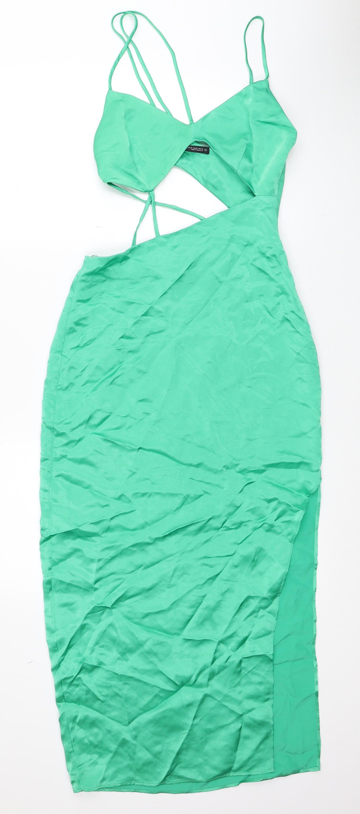 Zara Womens Green Polyester Bodycon Size XS Sweetheart Zip