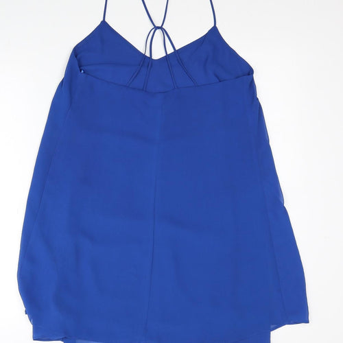 Topshop Womens Blue Polyester Trapeze & Swing Size 10 V-Neck Pullover